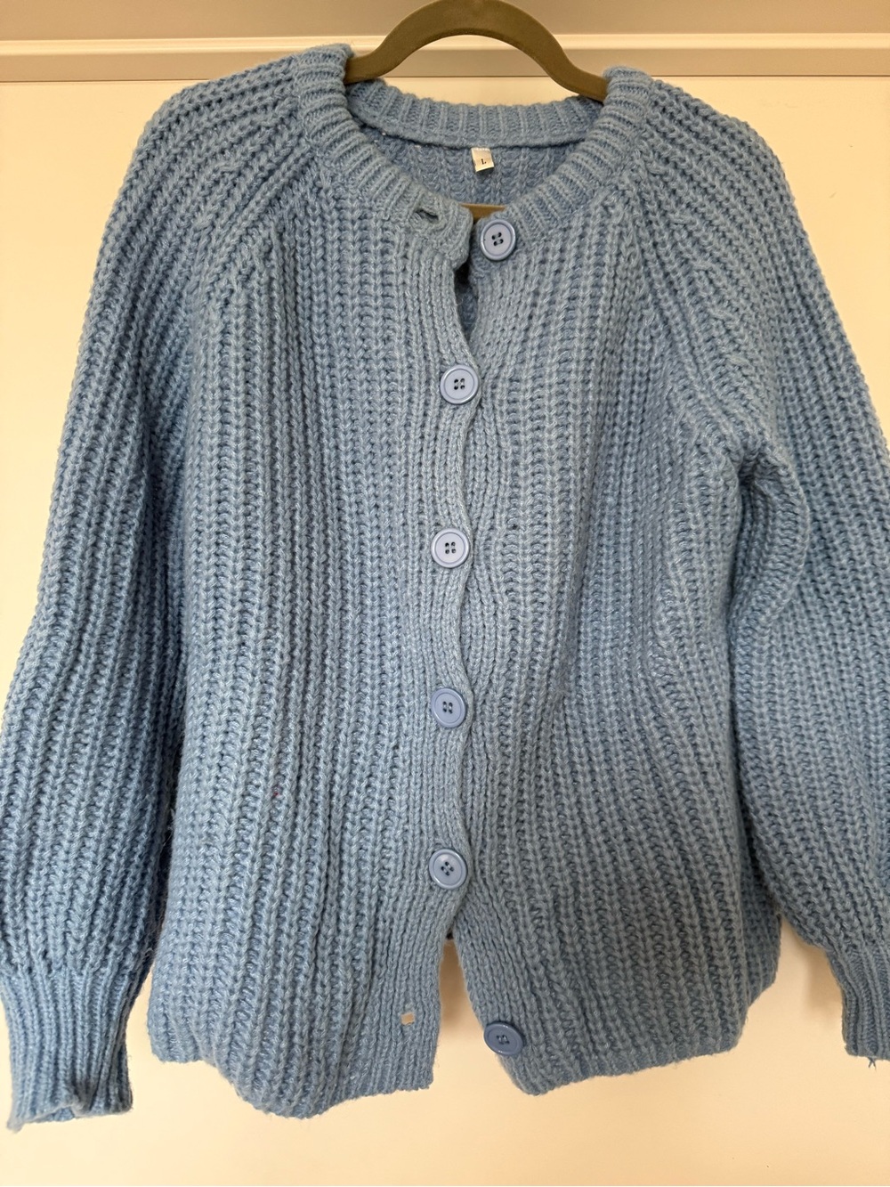 Light Blue Chunky Knit Women’s Cardigan Sweater